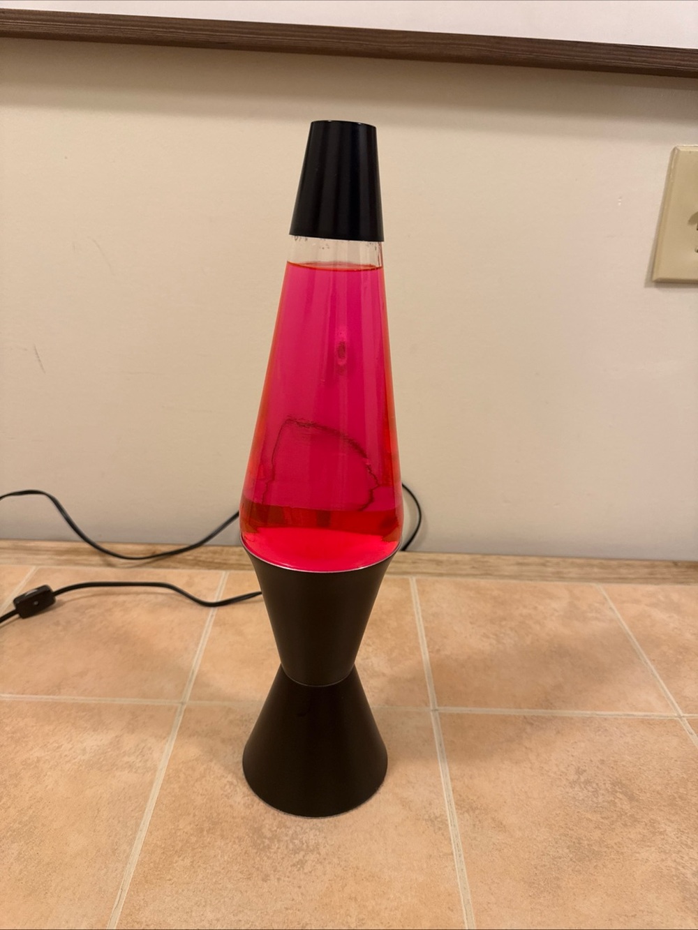 Lava Lite Lamp Vintage RARE 1990s  Midnight Black Pink & Pink #04 Original 16.5”